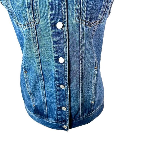 Pac Sun Los Angeles Lost Girls Embroidered Snake And Flowers Denim Vest - Picture 6 of 9